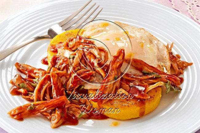 BBQ Chicken Polenta with Fried Egg