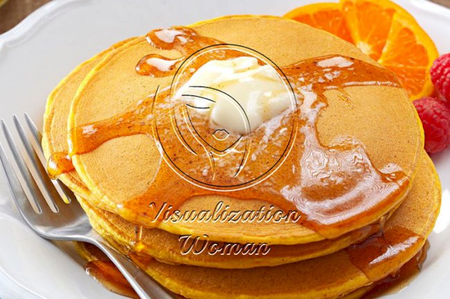 Pumpkin Pancakes with Sweet Apple Cider Syrup