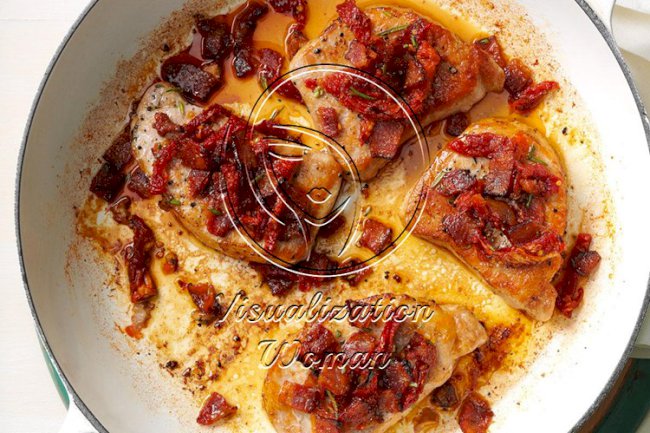 Pork Chops with Tomato-Bacon Topping