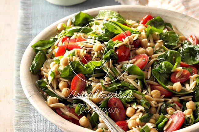 Spinach-Orzo Salad with Chickpeas