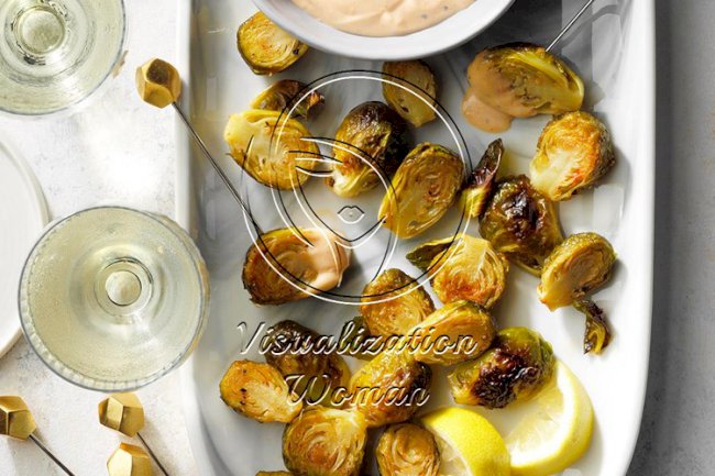 Roasted Brussels Sprouts with Sriracha Aioli