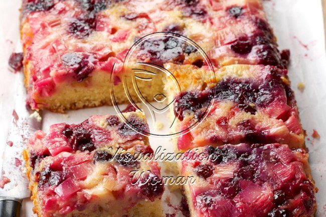 Rhubarb Berry Upside-Down Cake