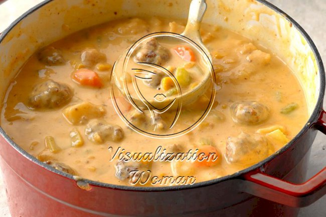 Cheesy Meatball Soup