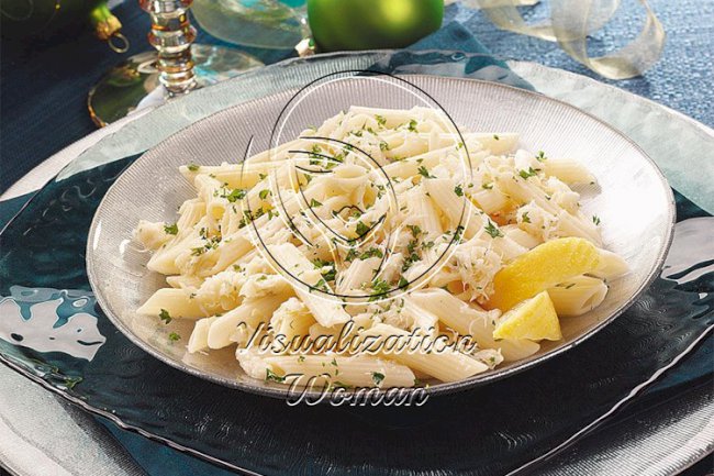 Lemon-Garlic Penne with Crab