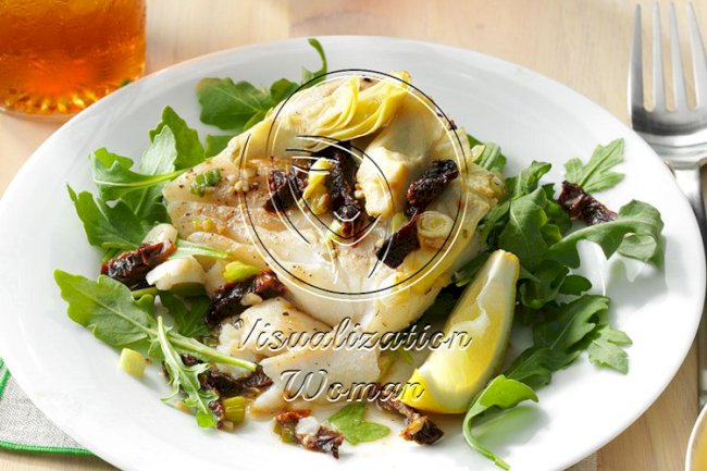 Artichoke Cod with Sun-Dried Tomatoes