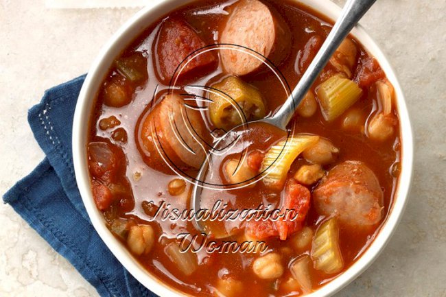 Zesty Garbanzo Sausage Soup