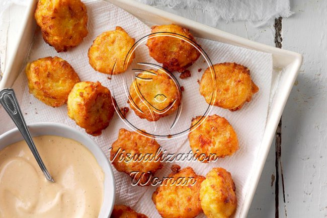 Shrimp Corn Cakes with Soy Mayo