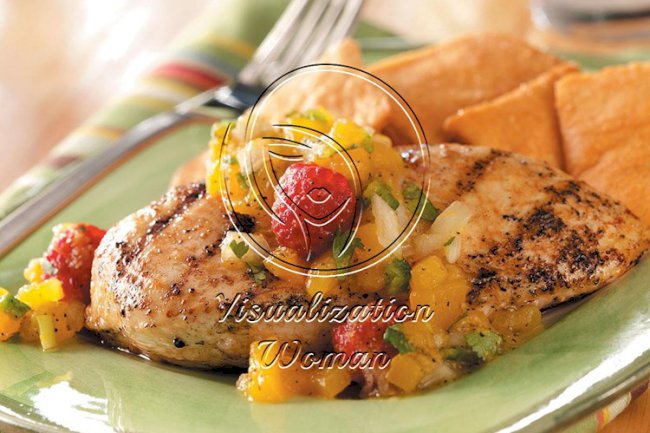 Chicken with Mango-Raspberry Salsa