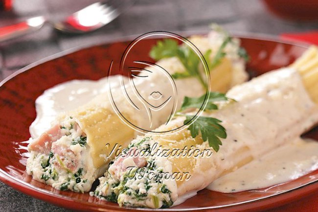 Spinach Manicotti with Ham