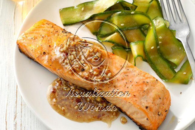 Salmon with Honey Pecan Sauce