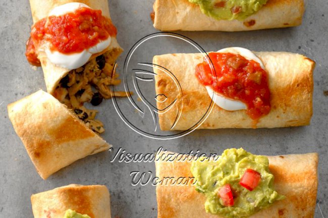 Shortcut Oven-Baked Chicken Chimichangas