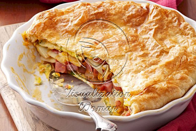 Potato Ham Omelet Pie