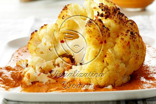 Cauliflower with Roasted Almond & Pepper Dip
