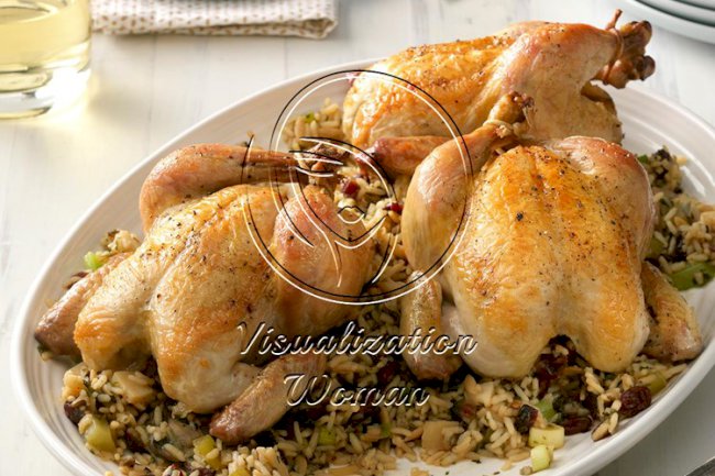 Cornish Hens with Wild Rice and Celery