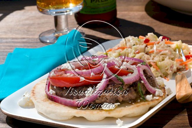 Feta & Tomato-Topped Greek Burgers
