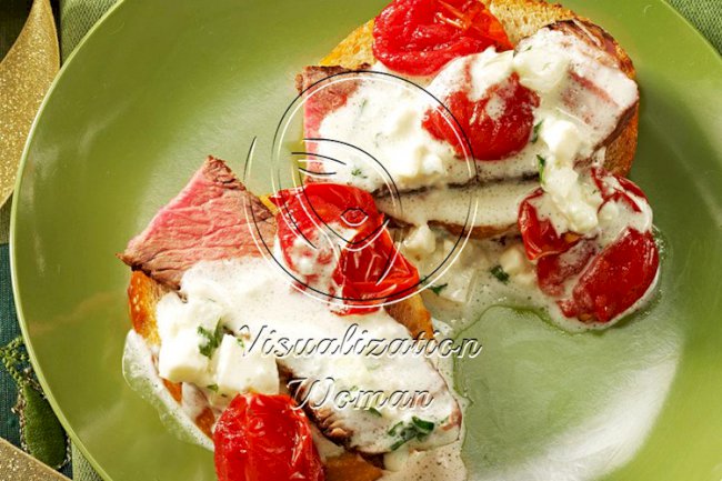 Steak Crostini with Roasted Tomatoes