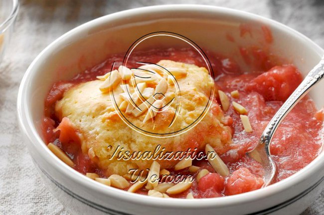 Almond Rhubarb Cobbler