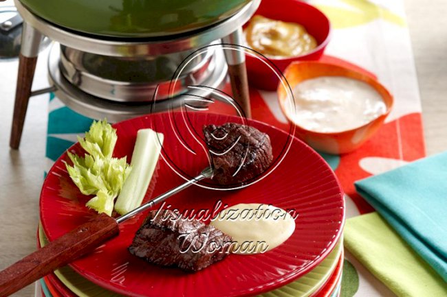 Beef Fondue with Sauces