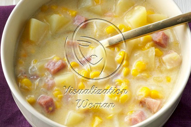 Smoky Cheddar, Ham and Corn Chowder