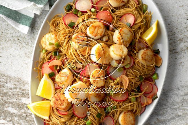 Lemony Scallops with Angel Hair Pasta