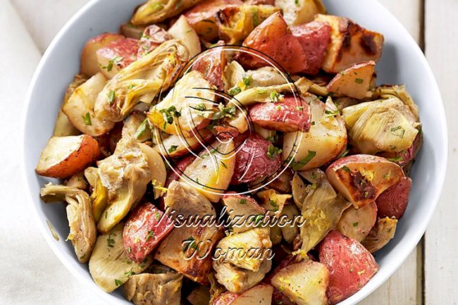 Garlic and Artichoke Roasted Potatoes