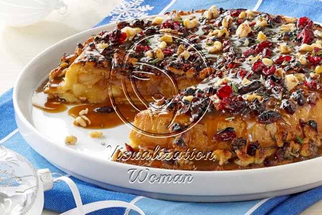 Cranberry-Walnut Upside-Down Apple Pie