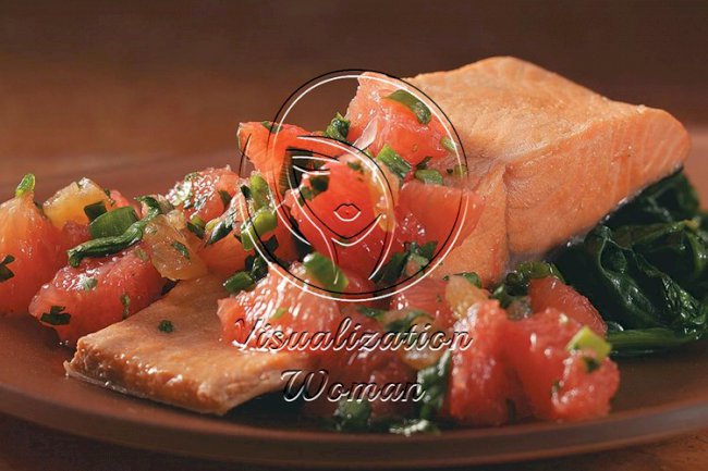 Poached Salmon with Grapefruit Salsa