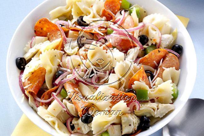 Pepperoni-Artichoke Pasta Salad