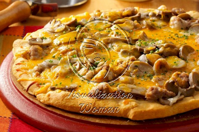 Pork and Mushroom Breakfast Pizza