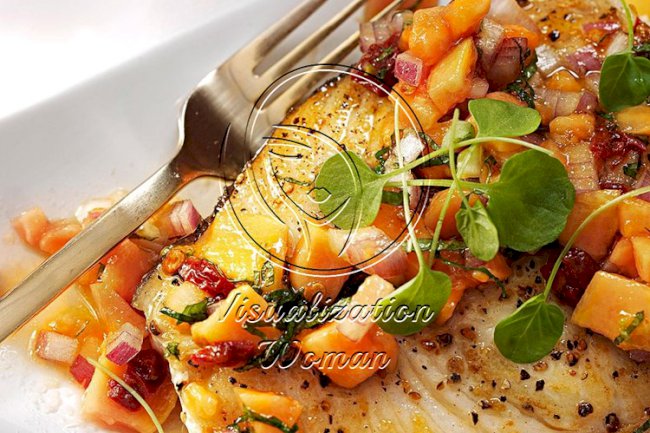 Halibut Steaks with Papaya Mint Salsa