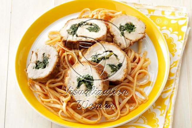 Spinach-Stuffed Chicken with Linguine