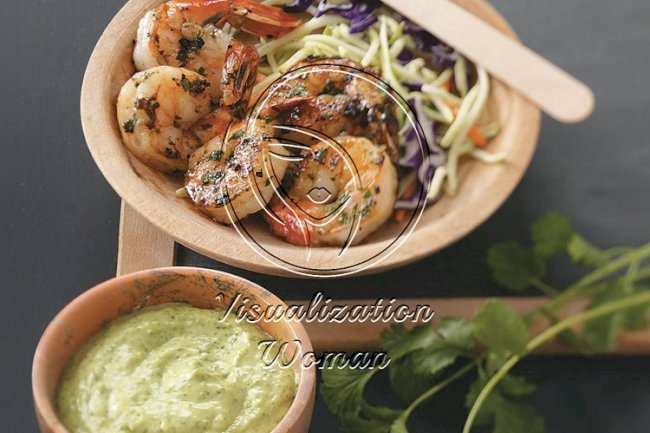 Grilled Shrimp with Cilantro Dipping Sauce
