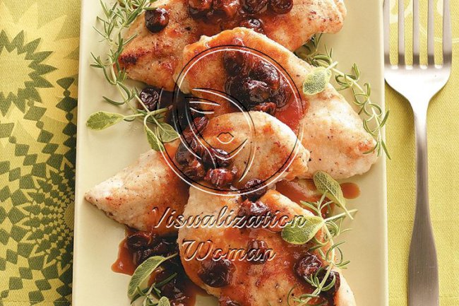 Chicken Cutlets with Citrus Cherry Sauce