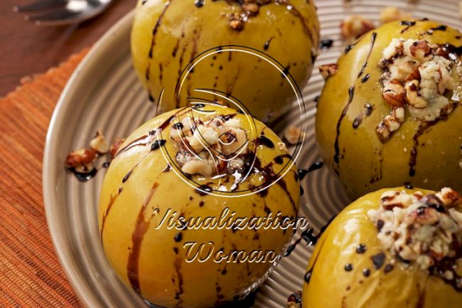Gorgonzola Baked Apples with Balsamic Syrup
