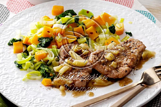 Pork Medallions with Squash & Greens
