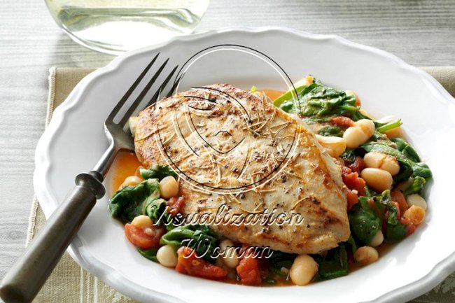 Rosemary Chicken with Spinach & Beans