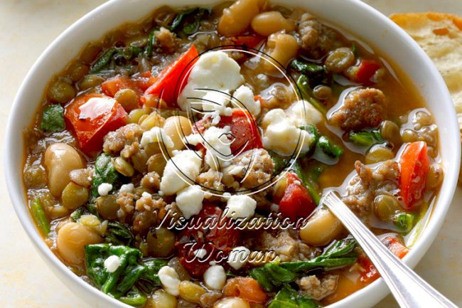 Spinach and Sausage Lentil Soup