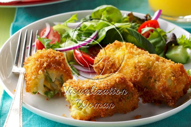 Air-Fryer Breakfast Croquettes with Egg & Asparagus