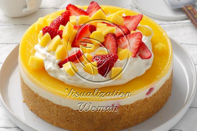 No-Bake Mango Strawberry Cheesecake