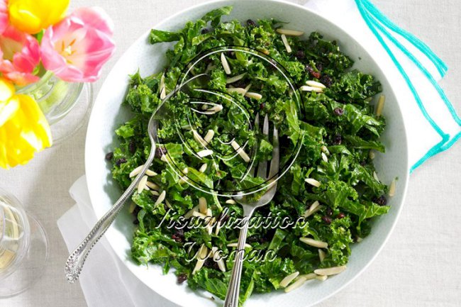 Honey Kale Currant & Almond Salad