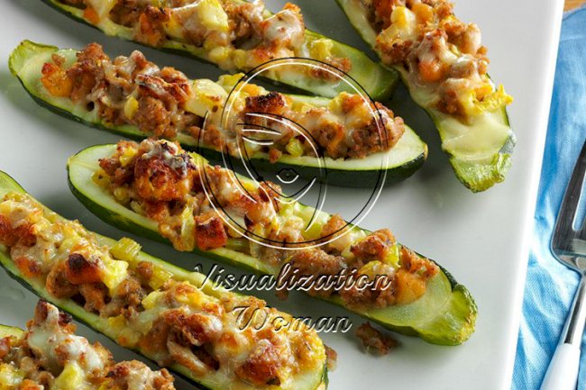Turkey Sausage Zucchini Boats
