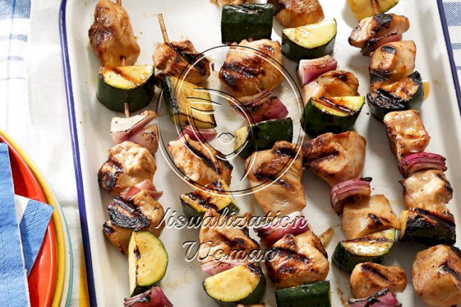 Marinated Chicken & Zucchini Kabobs