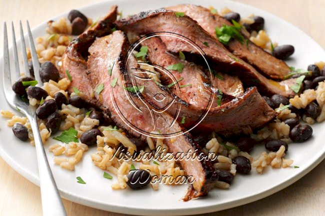 Chili-Rubbed Steak with Black Bean Salad