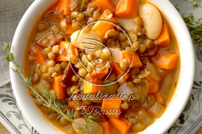 Lentil, Bacon and Bean Soup