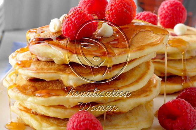 White Chocolate Raspberry Pancakes