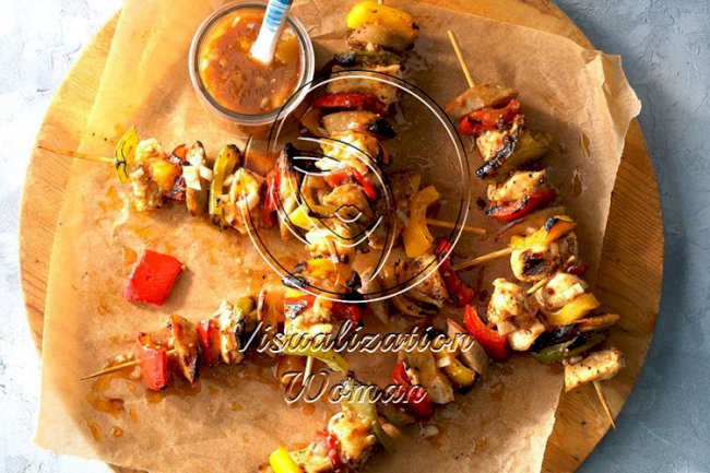 Bratwurst and Chicken Kabobs