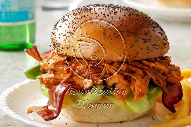 BBQ Bacon Pulled Chicken Sandwiches