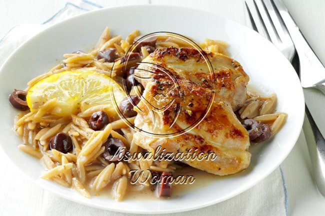 Lemon-Olive Chicken with Orzo