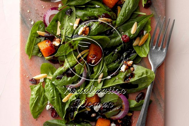 Wilted Spinach Salad with Butternut Squash