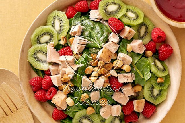 Turkey Spinach Salad with Cranberry-Raspberry Dressing